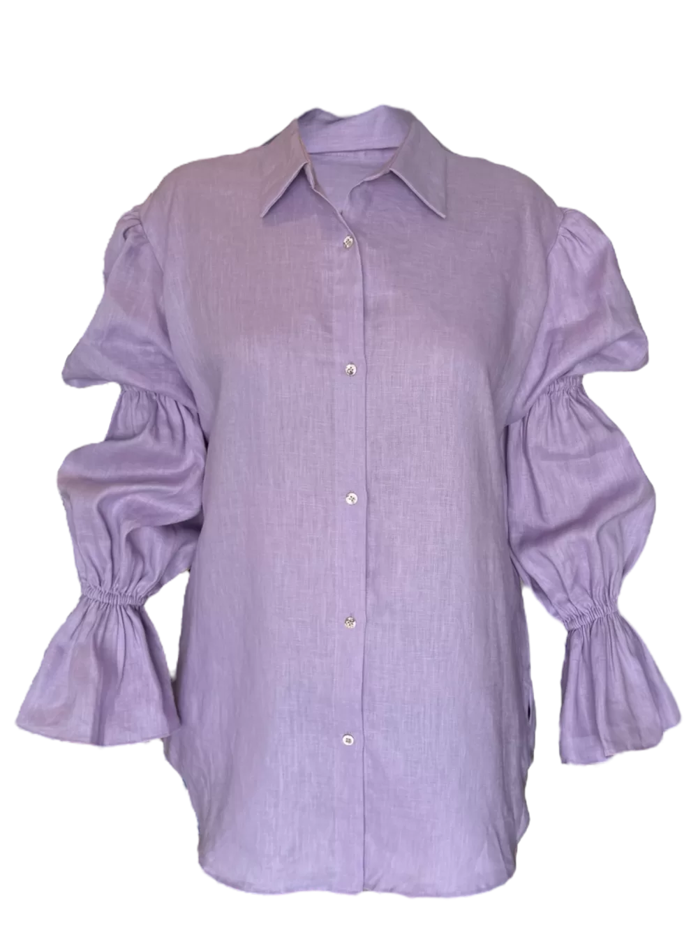 Camisa de Lino con botones al frente y detalle en mangas