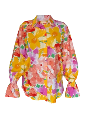 Camisa de Lino con botones al frente y detalle en puños