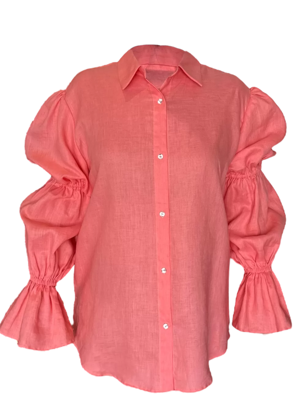 Camisa de Lino con botones al frente y detalle en mangas
