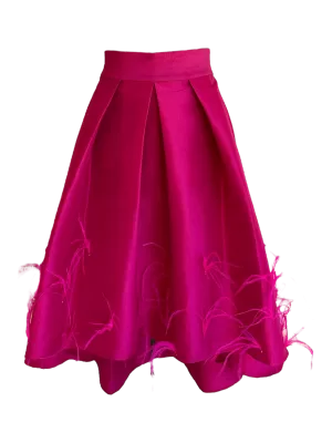 Falda con plumas bordadas