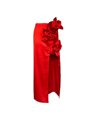 Falda de Satin con detalle de flores