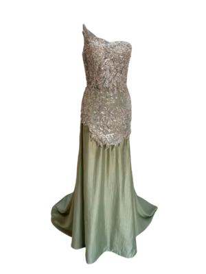 Vestido de Gasa con encaje bordado