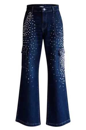 Pantalon con perlas bordadas