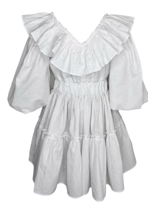 Vestido de Lino Corto con Olanes