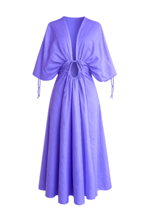 Vestido de Lino ajustable en mangas y cintura.