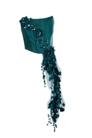 Corset Satin Bordado con Pedrería