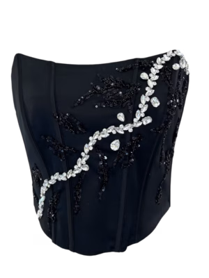 Corset Satin Bordado con Pedrería