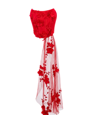 Corset Satin Bordado con Encaje